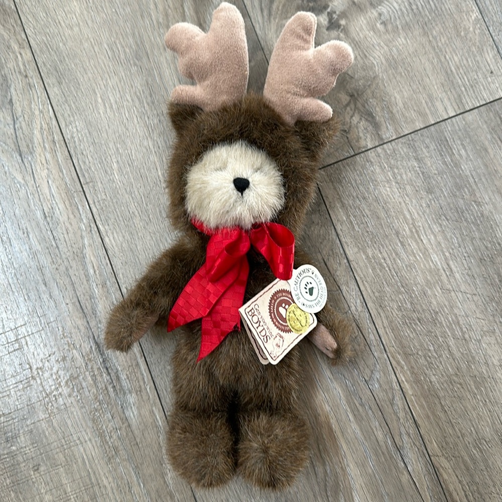 Vtg Boyds Bears Mooselkins Bear In Moose Costume Christmas 11" Plush